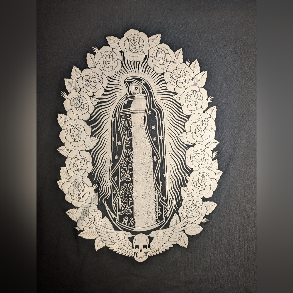 Rebel8 Men's Black Graphic Tee with Intricate Design